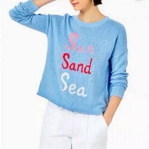 Lilly Pulitzer Pippy Knit Sweater in Blue “ Sun Sand Sea “ - Large